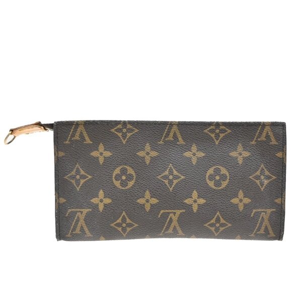 LOUIS VUITTON LV Logo Bucket GM Pouch Bag Monogram Leather Brown Gold 05EF828 - Picture 4 of 13